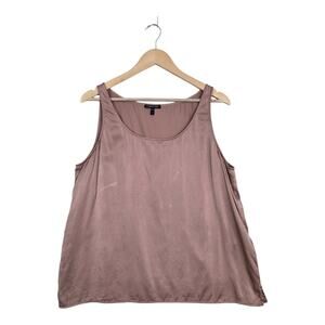 Eileen Fisher Silk Tank L Brown Minimalist Flowy Shell Warm Cocoa Sleeveless Top